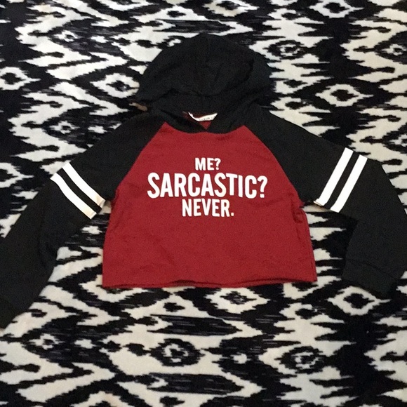 me sarcastic never crop hoodie